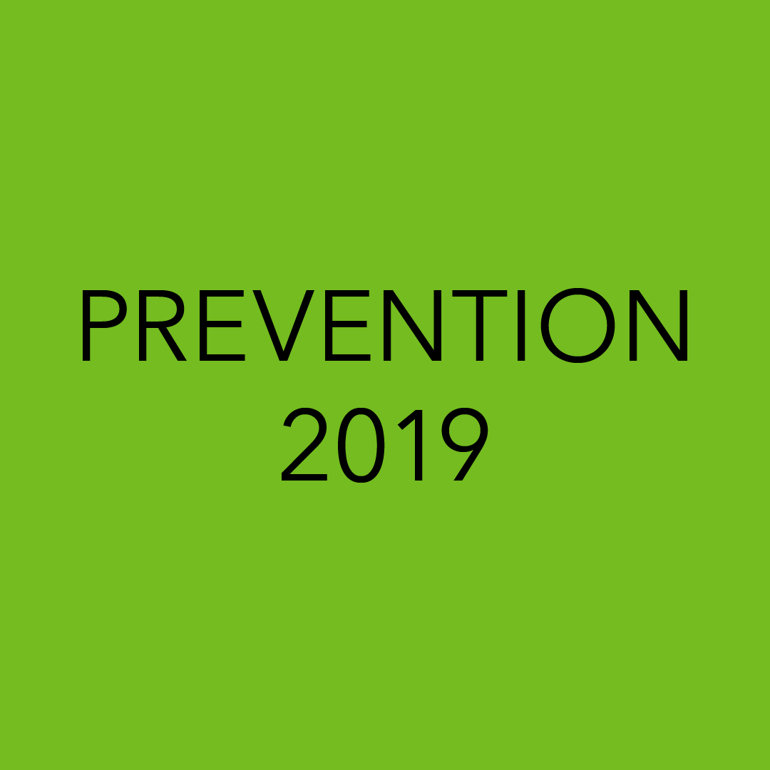 Green background with black text that reads, "PREVENTION 2019."