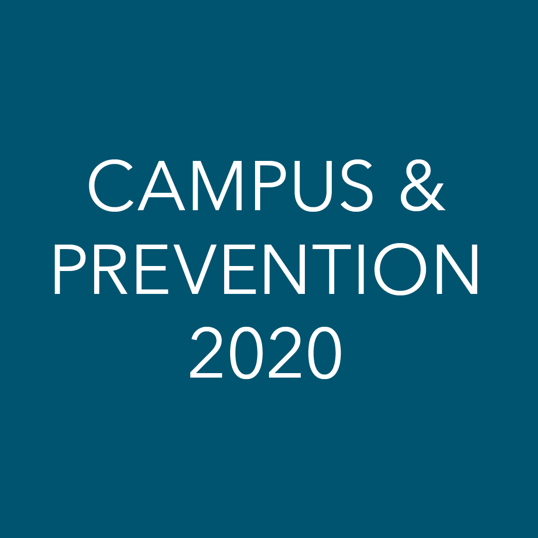 Dark blue background with white text that reads, "Campus & Prevention 2020."