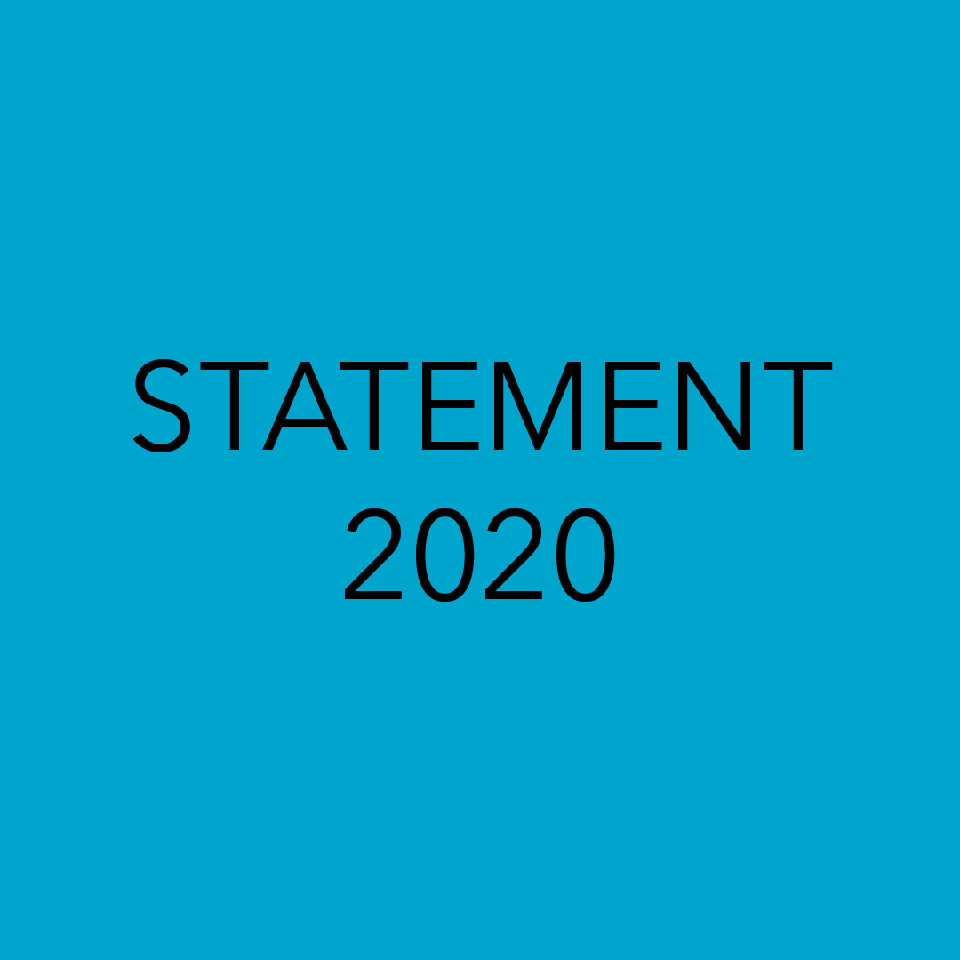 Blue background with black text that reads, "Statement 2020."